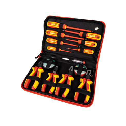 14-Piece Professional VDE Insulated Screwdriver & Pliers Set in Zipper Case (Up to 1000V)