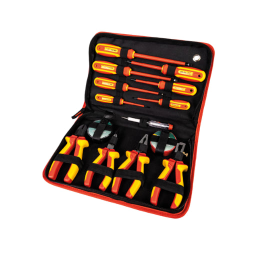 14-Piece Professional VDE Insulated Screwdriver & Pliers Set in Zipper Case (Up to 1000V)