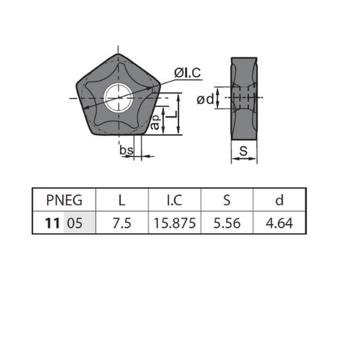Πλακίδιο φρεζοκεφαλής PNEG110512L-PM, ZCC CT