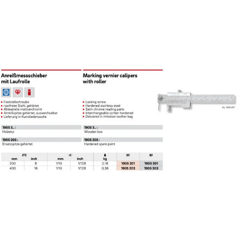 Παχύμετρο Χαράκτης Βερνιέρος με ροδάκι