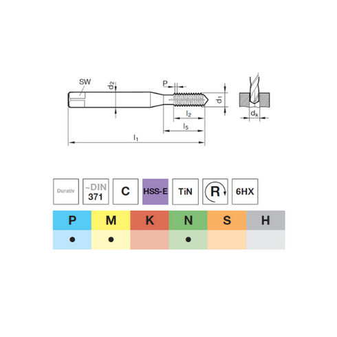 Κολαούζο μηχανής φορμαριστικά (εκτόνωσης) επικαλυμμένα (M3-M10) HSS-E DIN371, 63120