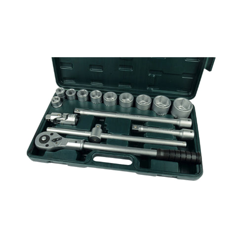 3/4" Socket Wrench Set 15pcs Chrome Vanadium CR-V DIN VPA/GS, 10-Year Warranty
