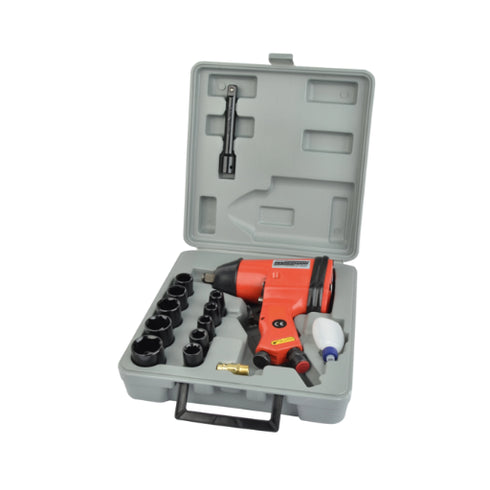 Air Impact Screwdriver Set 1/2" 15pcs with CR-V Sockets in Case
