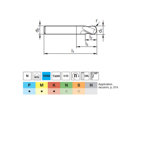 Carbide End Mill 2F Radius Extra Long Details