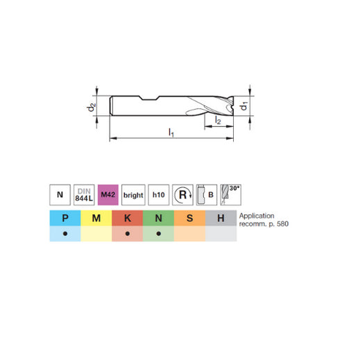 Carbide End Mill 3F Extra Long, 74294 Dimensions