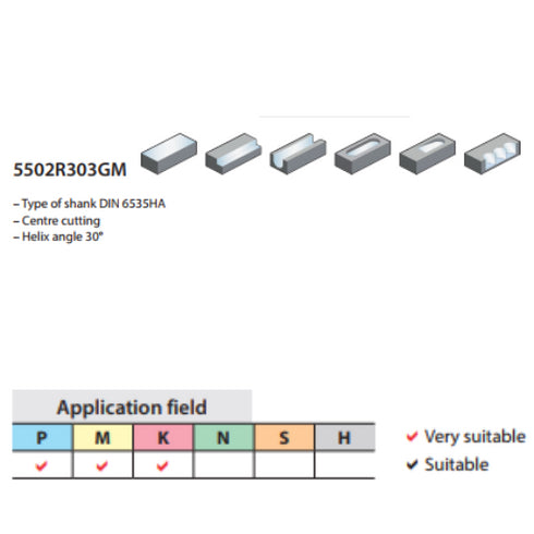 Carbide End Mill 3F Finishing 5502R303GM Details