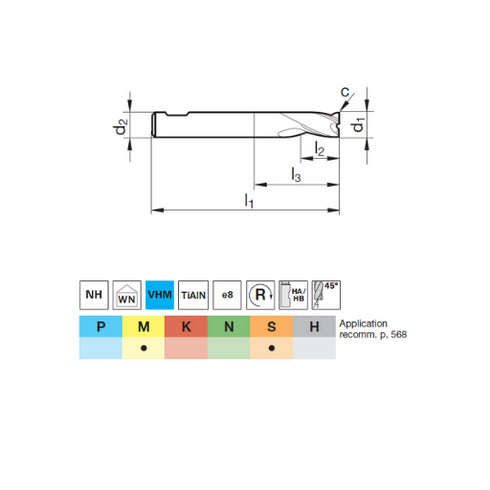 Carbide End Mill 4F Radius, 54541 DIMENSIONS