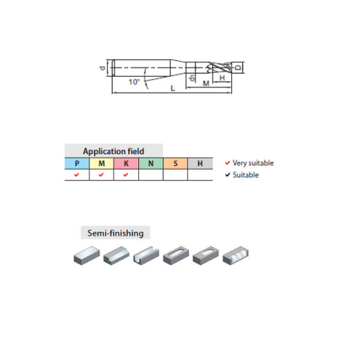 Carbide Mini End Mill 2F, GM-2EP Dimensions