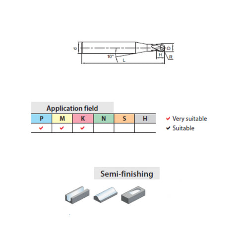 Carbide Mini End Mill 2F with Corner Radius, GM-2BS Dimensions