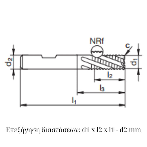 Carbide Roughing End Mills 3F/4F/5F, 5602R30..GR Dimensions