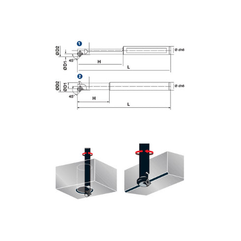 Chamfering Milling Cutter 30°, 45° and 60° with Internal Coolant 2 Dimensions