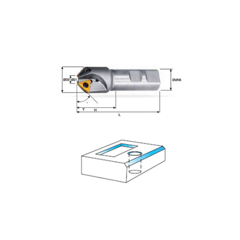 Chamfering Milling Cutter 30°, 45° and 60° with Internal Coolant Dimensions