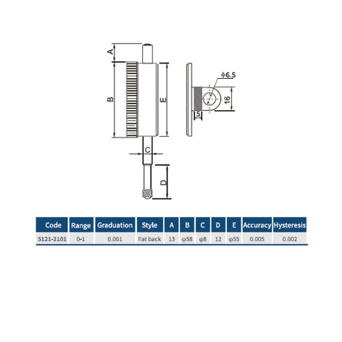Dasqua High Precision Dial Indicator 0.001mm with Calibration Certificate DIN878