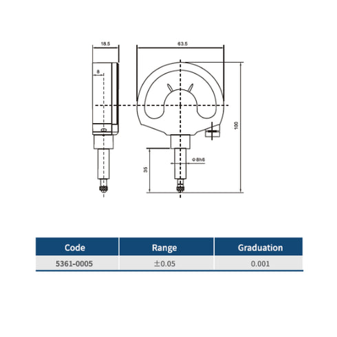 Dasqua Precision Comparator Gauge IP53 with Spindle Lifting Cable