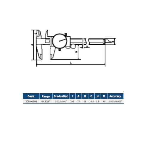Dial Caliper Metric & Inch Combined, DASQUA Shock-Proof Solid Stainless Steel DETAILS