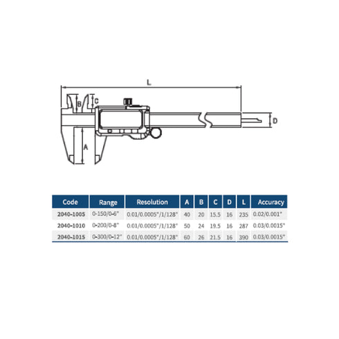 Digital Caliper, DASQUA IP54 Waterproof with Absolute Function & Data Output DIN862