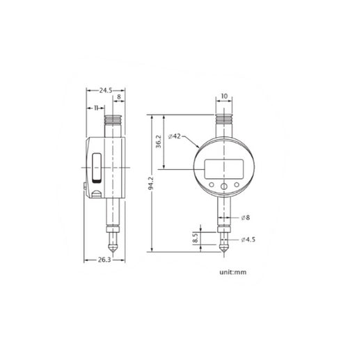 Digital Indicator 0–5mm Dimensions