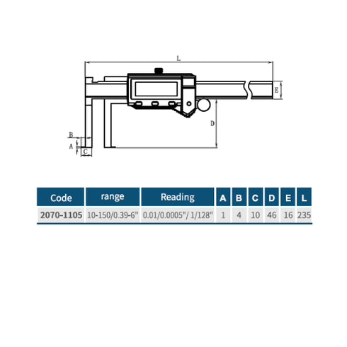 Digital Inside Groove Caliper IP54 (New Advanced Design), DASQUA Solid Stainless Steel DIN862