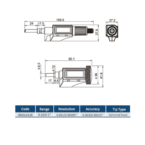 Digital Micrometer Head 0.001mm, DASQUA DIN 863