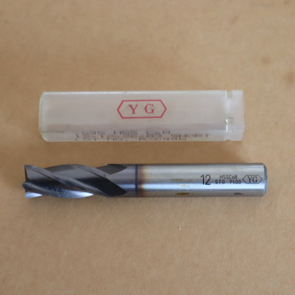 Finish Cobalt End Mill Φ12 TIN Coated Short 3F, YG