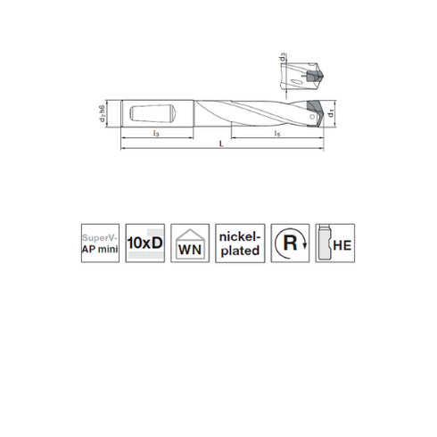 Indexable Drills 10xD, 77004 Dimensions