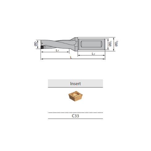 Indexable Drills 2xD with Cooling, ZSD02 Dimensions