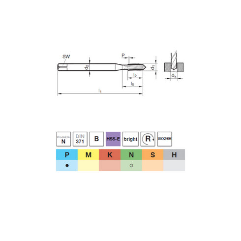 Machine Tap (M2-M10) HSS-E DIN371, 73133