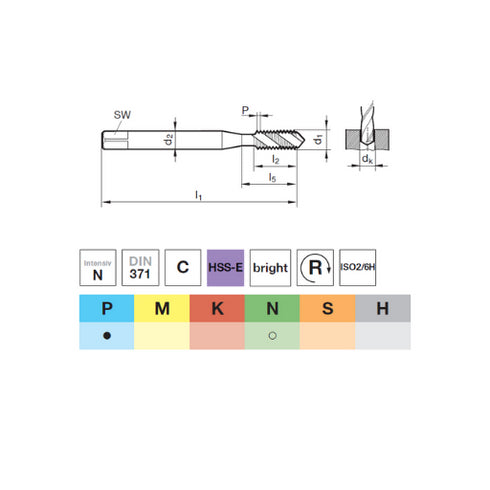 Machine Tap (M2-M10) HSS-E DIN371, 73146