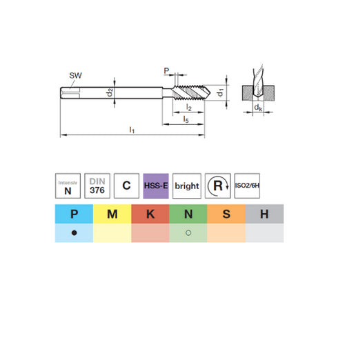 Machine Tap (M3-M30) HSS-E DIN376, 73148