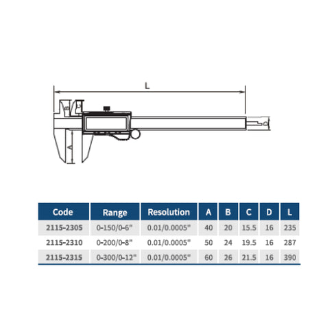 Metal Housing Digital Caliper, DASQUA details