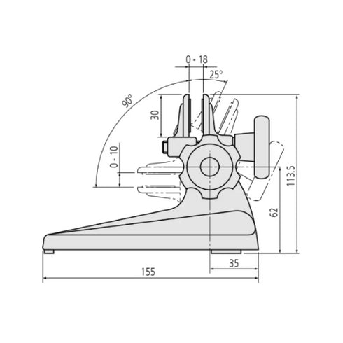Micrometer Stand, Adjustable Angle Type – MITUTOYO Dimensions