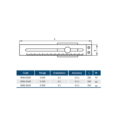Precision Steel Marking Gauge, DASQUA Laser-Etched Beam