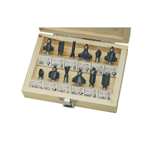 Router Bit Set 12 pcs in Wooden Case – 8 mm Shank