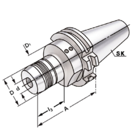 SK Cone for Hydraulic Expansion Chucks Dimensions