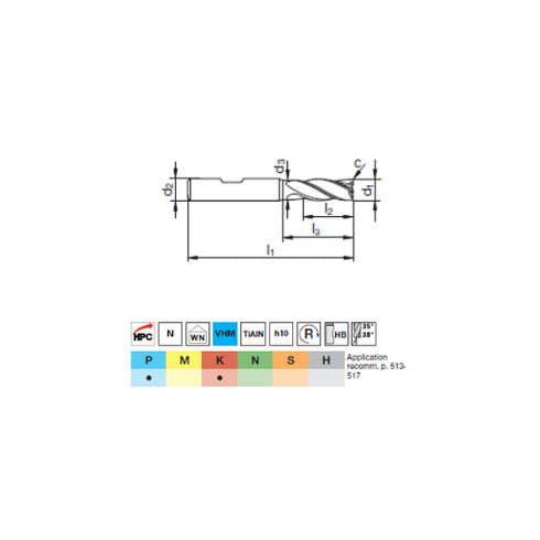 SuperF-UT Milling Cutters N 54563 dimensions
