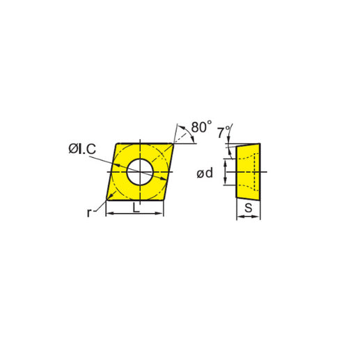 Turning Insert CCGX060202-LC Dimensions