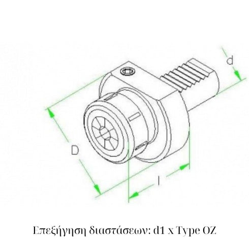 VDI E3 Toolholder for OZ Collets Dimensions