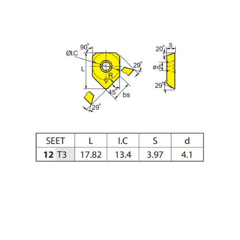 Πλακίδιο φρεζοκεφαλής SEET12T3-W, ZCC CT